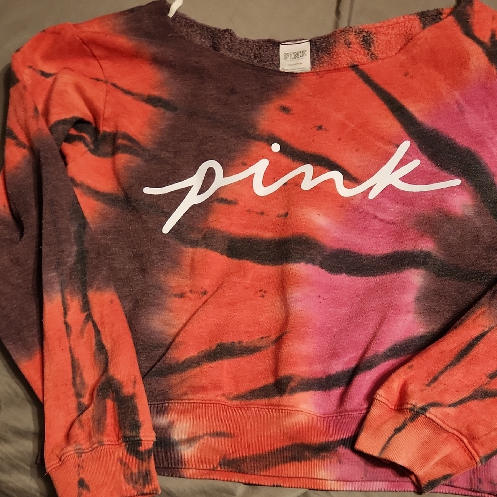 PINK Victoria's Secret Red and Black Sweatshirt